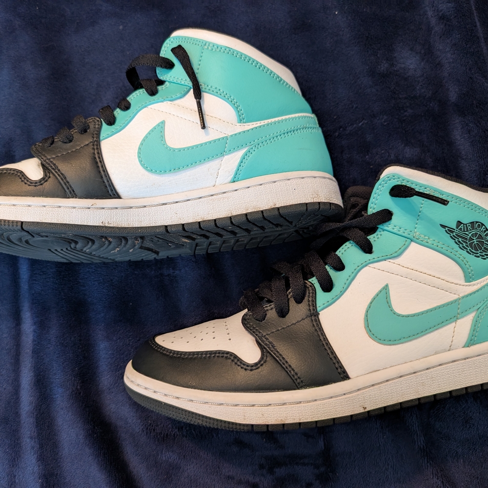Jordan Sneakers in Teal, Black, and White